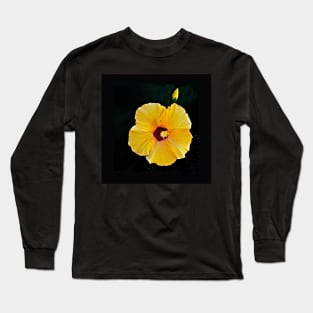 Yellow Hibiscus Tropical Flower and Bud Long Sleeve T-Shirt